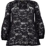 Tuniek - Zwart - Kant - Sleutelgathalslijn - 3/4 Mouwen