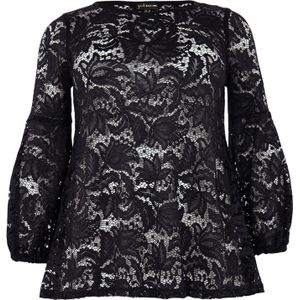 Tuniek - Zwart - Kant - Sleutelgathalslijn - 3/4 Mouwen