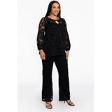 Broek - Zwart - LACE - Bootcut - Kanten Design - Semi-transparant