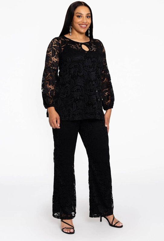 Broek - Zwart - LACE - Bootcut - Kanten Design - Semi-transparant