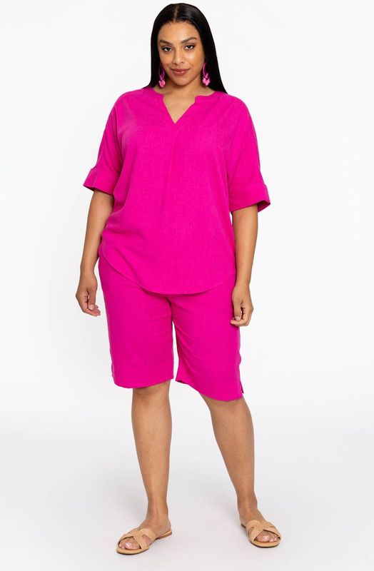 YOEK - Straight High Waist Bermuda Short - Roze