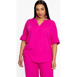 YOEK - Tuniek - Roze - Rechte Pasvorm - Lange Mouwen - V-hals
