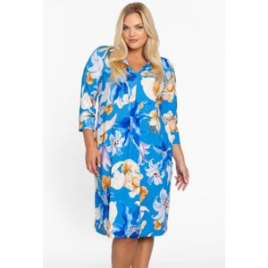 YOEK - Midi Jurk - Lichtblauw - Lange Mouwen - Ronde Hals