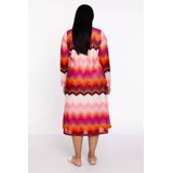 YOEK - Midi Jurk - Roze - Lange Mouwen - V-hals