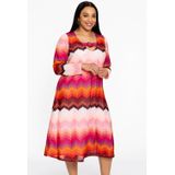 YOEK - Midi Jurk - Roze - Lange Mouwen - V-hals