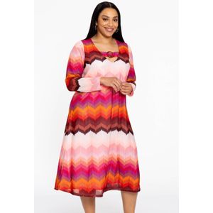 YOEK - Midi Jurk - Roze - Lange Mouwen - V-hals