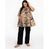 YOEK - Linnen Tuniek - Beige - A-lijn Pasvorm - Korte Mouwen