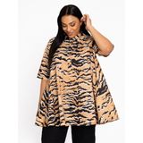 YOEK - Linnen Tuniek - Beige - A-lijn Pasvorm - Korte Mouwen