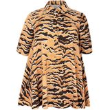 YOEK - Linnen Tuniek - Beige - A-lijn Pasvorm - Korte Mouwen