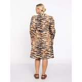 YOEK - A-lijn Jurk - Lichtoranje/Zwart - Dierenprint - Knielengte