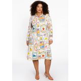 YOEK - Midi Jurk - Multi - Lange Mouwen - Knoopsluiting