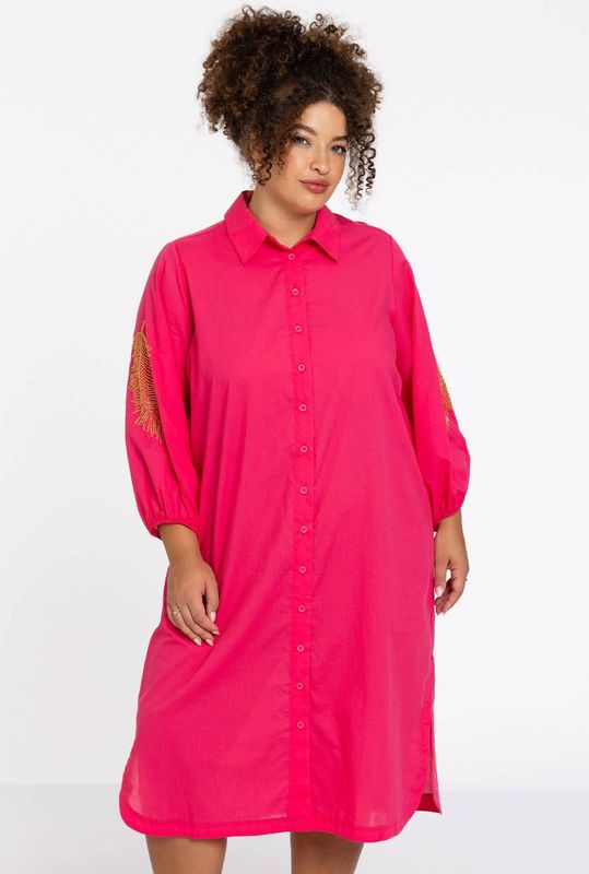 YOEK - Blousejurk - Roze - Middellang - Lange Mouwen - Katoen