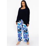 Dolce - Broek met Bloemenprint in Blauw en Wit