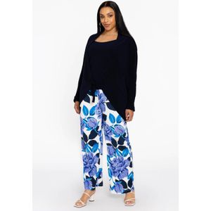 Dolce - Broek met Bloemenprint in Blauw en Wit