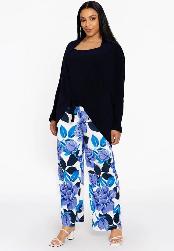 Dolce - Broek met Bloemenprint in Blauw en Wit