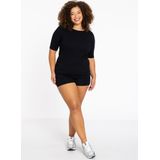 T-shirt - Aansluitend - Rib - Lange Mouwen - Zwart