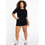 T-shirt - Aansluitend - Rib - Lange Mouwen - Zwart