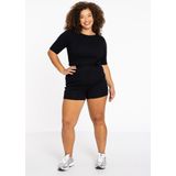 T-shirt - Aansluitend - Rib - Lange Mouwen - Zwart