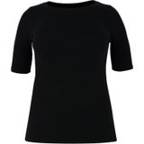 T-shirt - Aansluitend - Rib - Lange Mouwen - Zwart