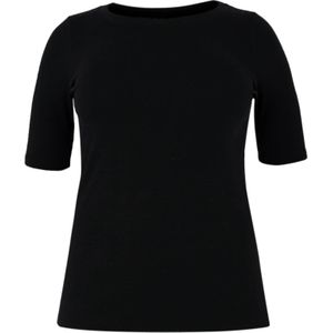 T-shirt - Aansluitend - Rib - Lange Mouwen - Zwart
