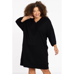 YOEK Lounge - Sweatjurk - Zwart - Driekwartsmouwen - V-hals