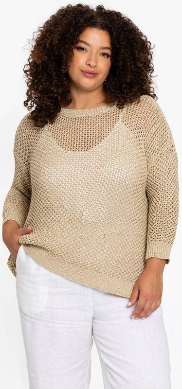 YOEK - Top - Goud - Lurex - Rechte Pasvorm - Lange Mouwen - Ronde Hals