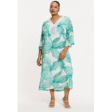 YOEK - Zomerjurk - Turquoise - Lange Mouwen - Ronde Hals