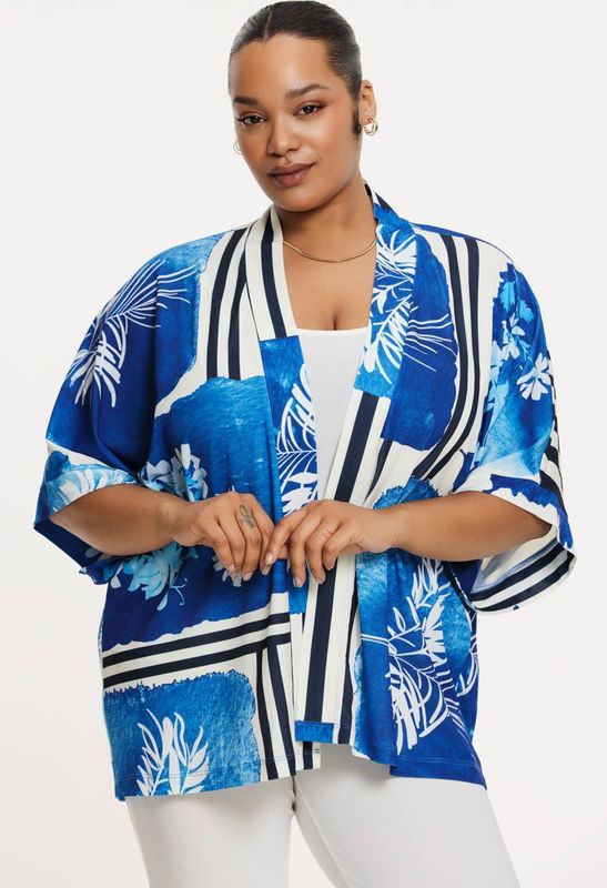 YOEK - Sweatvest - Blauw/Wit