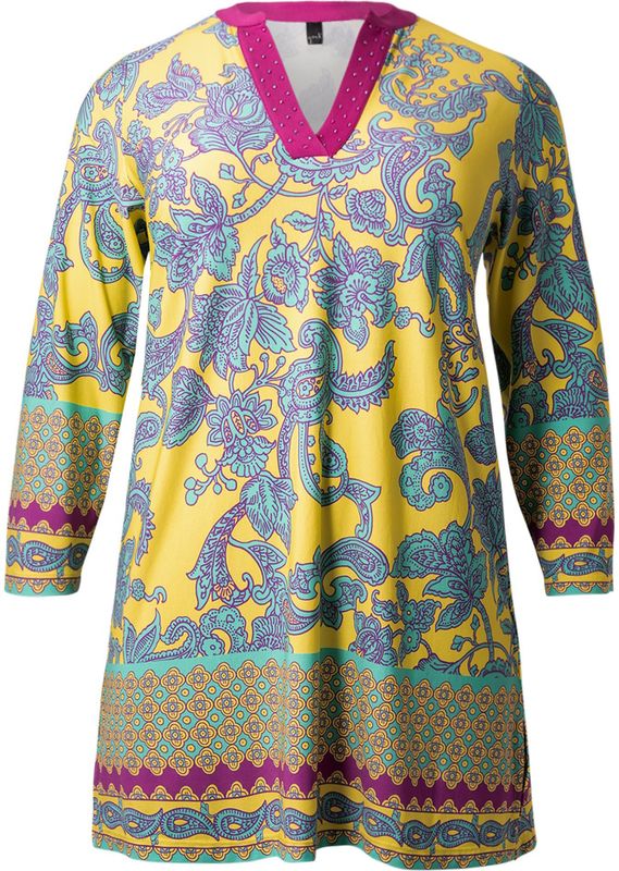 YOEK - Tuniek - Multi - Rechte Pasvorm - Lange Mouwen - V-hals