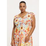 YOEK - Zomerjurk - Multi - Korte Mouwen - V-hals - Vrolijke Print