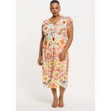 YOEK - Zomerjurk - Multi - Korte Mouwen - V-hals - Vrolijke Print