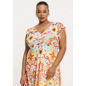 YOEK - Zomerjurk - Multi - Korte Mouwen - V-hals - Vrolijke Print