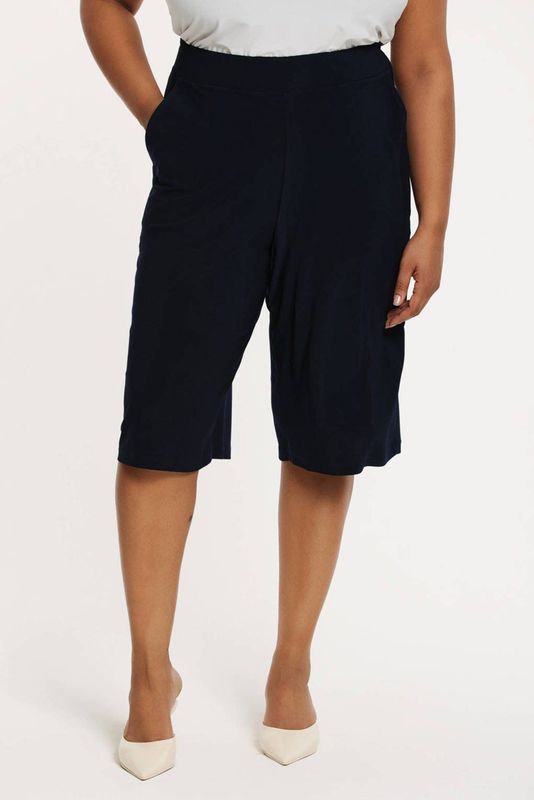 YOEK - Wide Leg High Waist Bermuda Short - Donkerblauw - Korte Broeken