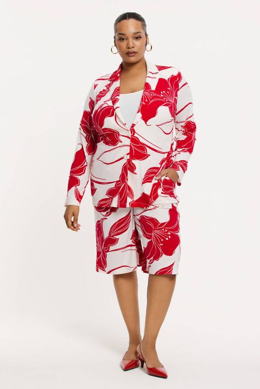 YOEK - Wide Leg High Waist Bermuda Short - Rood