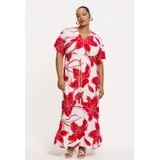 YOEK - A-lijn Jurk - Rood - Lang Model - V-hals - Lange Mouwen