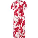 YOEK - A-lijn Jurk - Rood - Lang Model - V-hals - Lange Mouwen