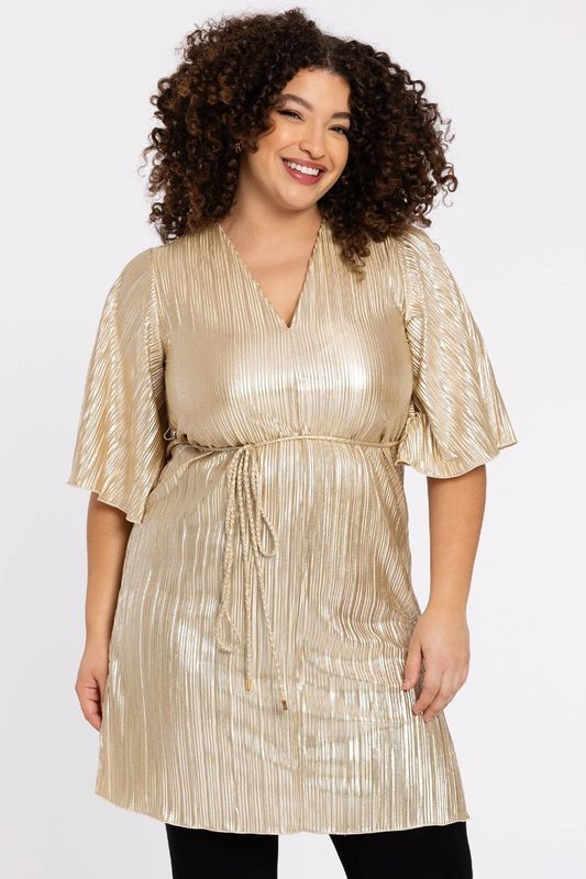 YOEK - YOEK x Hannelore - Tuniek - Goud - Geplisseerd met Ceintuur