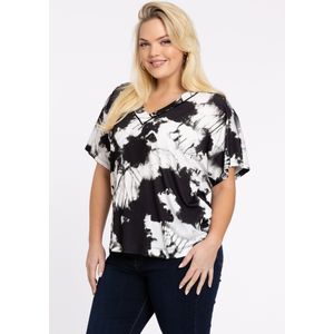 T-shirt - Zwart-wit - HANNELORE - V-hals - Vlindermotief