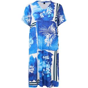 YOEK - A-lijn Jurk - Blauw - V-hals - Lange Mouwen