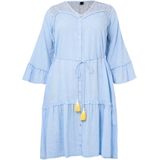 YOEK - A-lijn Jurk - Lichtblauw - Met Glitter