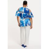 YOEK - Top - Blauw - Flared Pasvorm - Ronde Hals - Half Lange Mouwen