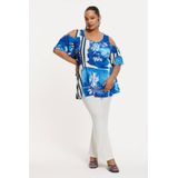 YOEK - Top - Blauw - Flared Pasvorm - Ronde Hals - Half Lange Mouwen