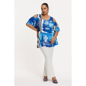 YOEK - Top - Blauw - Flared Pasvorm - Ronde Hals - Half Lange Mouwen