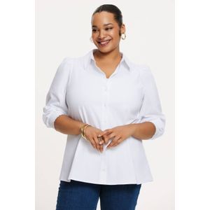 YOEK - Blouse - Wit - Rechte Pasvorm - Lange Mouwen - Katoen Polyester Elastaan