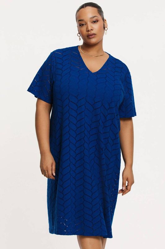 YOEK - Tricot Jurk - Zwart - Fijn Gebreid - Ajourdetail