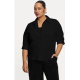 YOEK - Blouse - Zwart - Katoen - Rechte Pasvorm - Halflange Mouwen