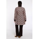 GOCCIA - A-lijn Blouse - Peach en Bruin - Retro-geïnspireerd Druppelmotief