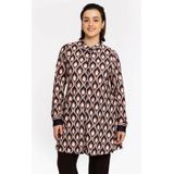 GOCCIA - A-lijn Blouse - Peach en Bruin - Retro-geïnspireerd Druppelmotief