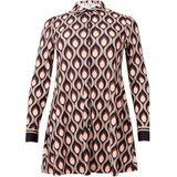 GOCCIA - A-lijn Blouse - Peach en Bruin - Retro-geïnspireerd Druppelmotief