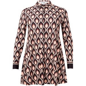 GOCCIA - A-lijn Blouse - Peach en Bruin - Retro-geïnspireerd Druppelmotief